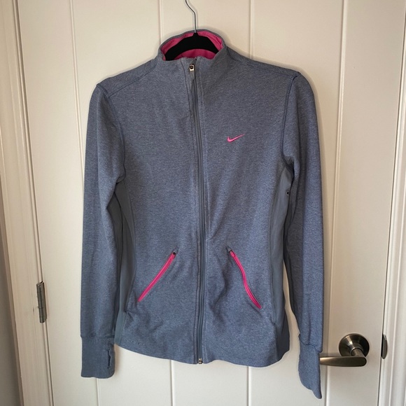 Nike Tops - Grey and pink Nike zip-up jacket